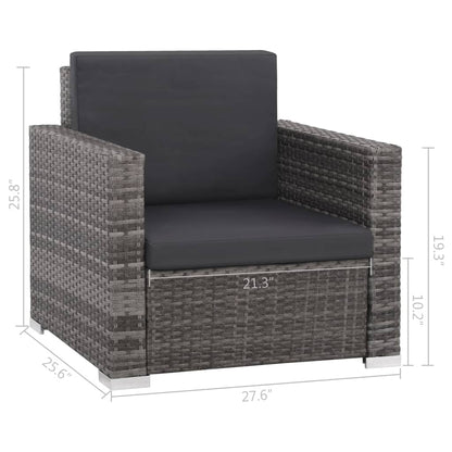12 Piece Patio Lounge Set with Cushions Poly Rattan Gray
