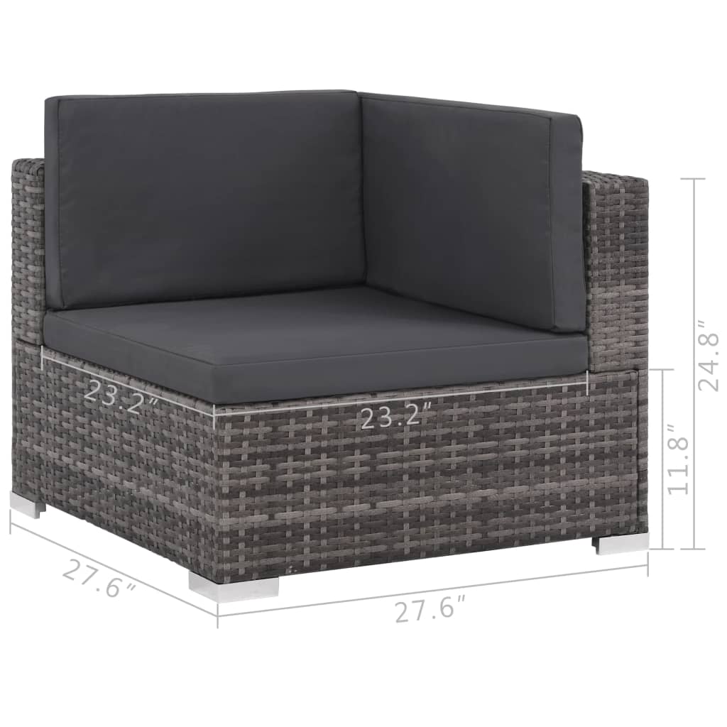 12 Piece Patio Lounge Set with Cushions Poly Rattan Gray