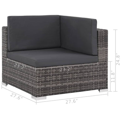 12 Piece Patio Lounge Set with Cushions Poly Rattan Gray