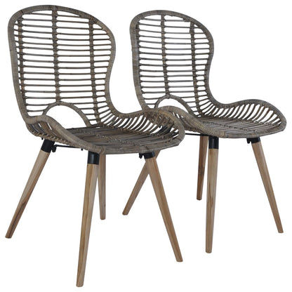 Dining Chairs 2 pcs Brown Natural Rattan