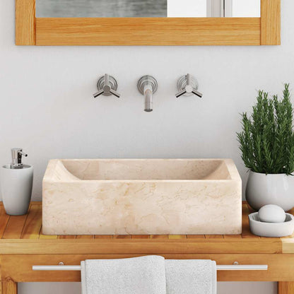 Sink 45x30x12 cm Marble High Gloss Cream