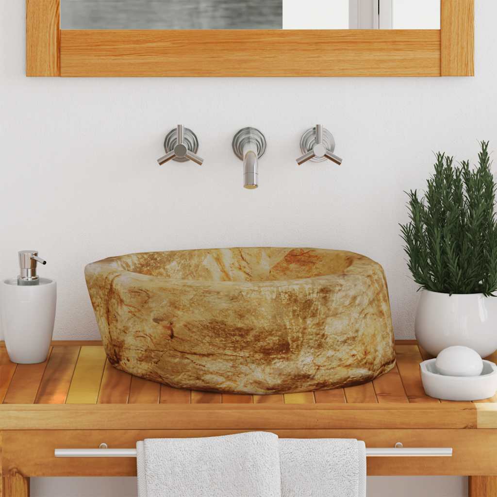 vidaXL Sink 17.7"x13.8"x5.9" Fossil Stone Cream