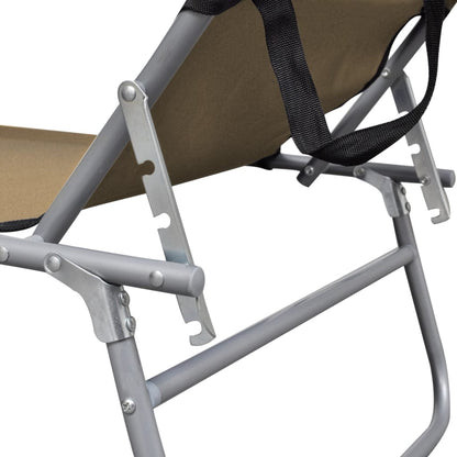 44292 vidaXL Folding Sun Lounger with Canopy Steel Taupe