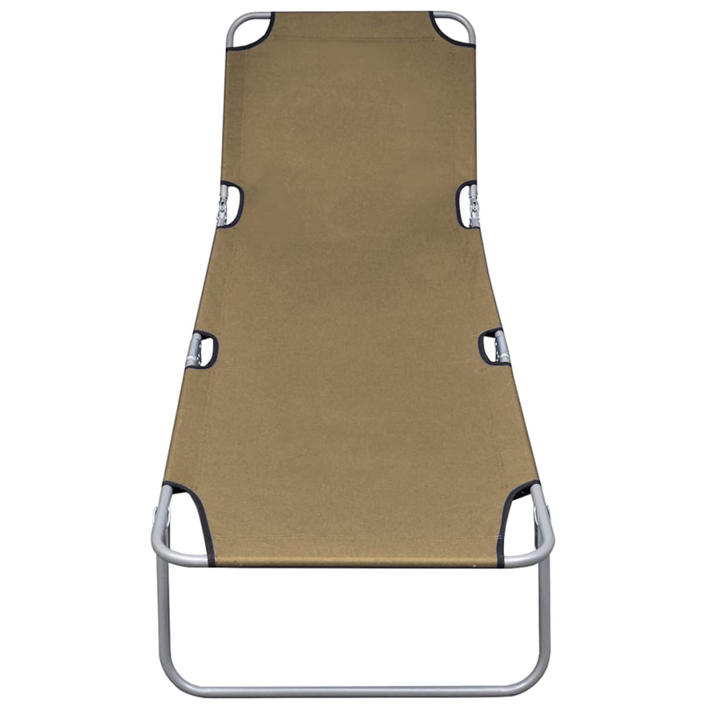 Foldable Sunlounger with Adjustable Backrest Taupe