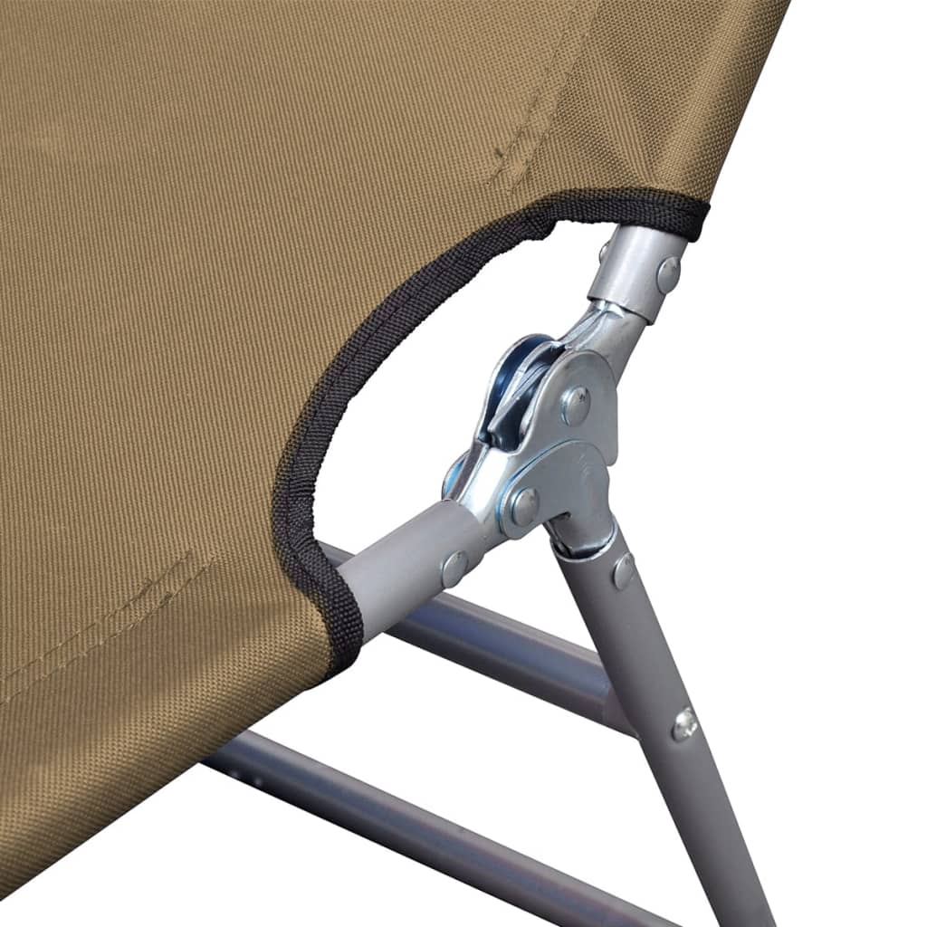 Foldable Sunlounger with Head Cushion Adjustable Backrest Taupe
