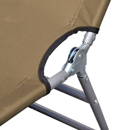 Foldable Sunlounger with Head Cushion Adjustable Backrest Taupe