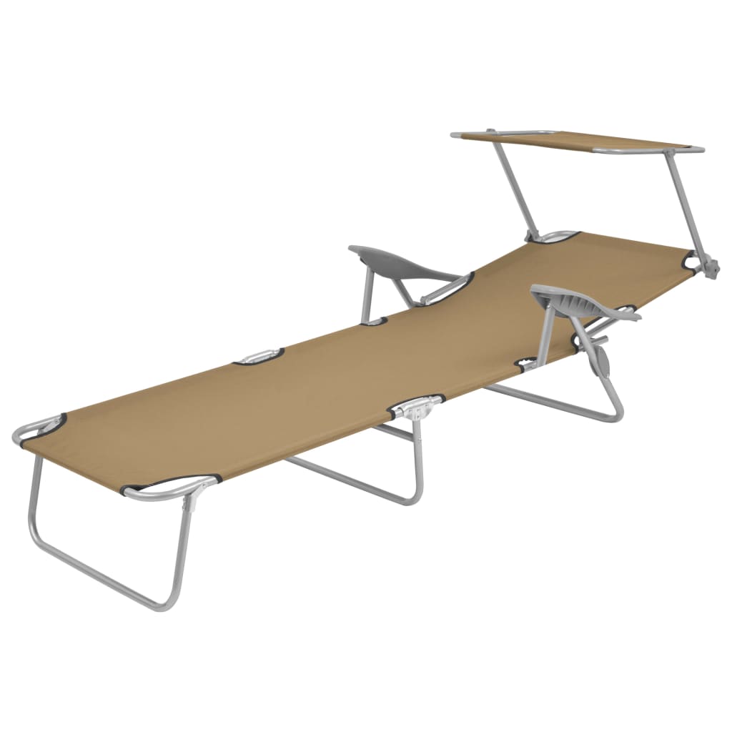 Sunlounger Taupe Powder-coated steel, Oxford fabric Medium