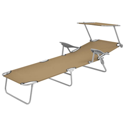 Sunlounger Taupe Powder-coated steel, Oxford fabric Medium