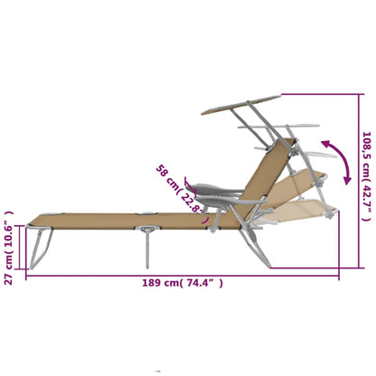 Sunlounger Taupe Powder-coated steel, Oxford fabric Medium