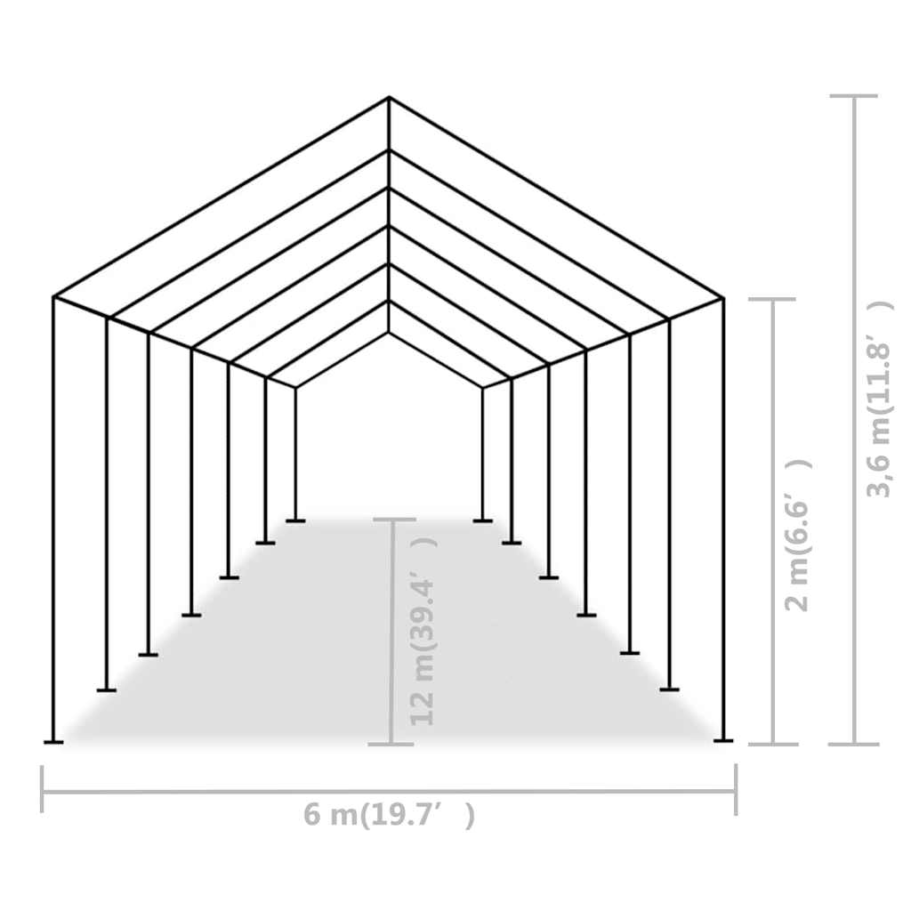 Party Tent PE 6x12 m Grey