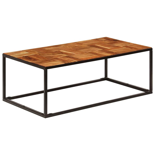 Coffee Table | Brown and Black | Solid Acacia Wood and Steel | Standard