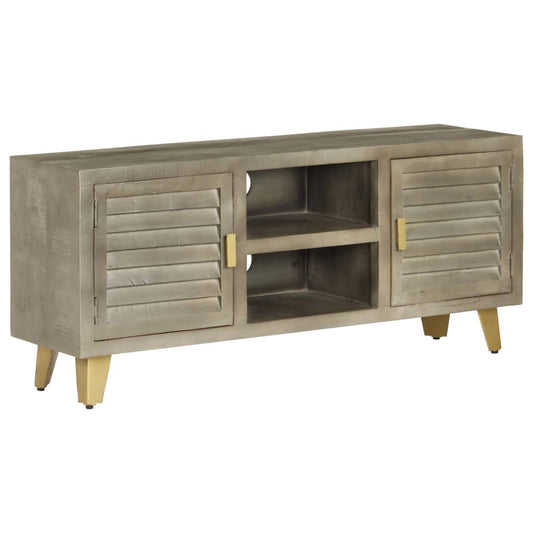 TV Cabinet | Grey with brass legs | Solid mango wood, steel legs