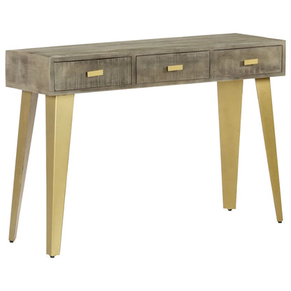 Console Table Solid Mango Wood Grey with Brass 110x35x76 cm