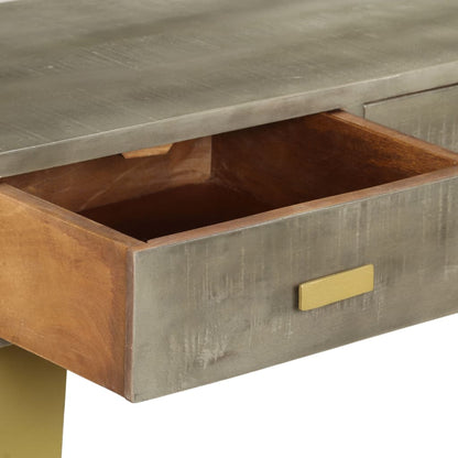 Console Table Solid Mango Wood Grey with Brass 110x35x76 cm