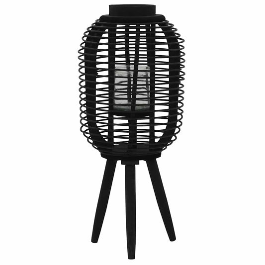 Candle Holder | Black | Bamboo and Glass | Standard | Portable