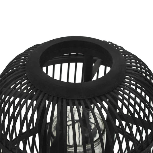 Candle Holder | Black | Bamboo and Glass | Standard | Portable