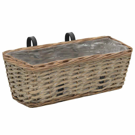 Balcony Planter | Set of 2 | Brown | Wicker with PE lining | Medium