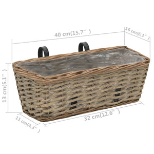 Balcony Planter 2 pcs Wicker with PE Lining 40 cm