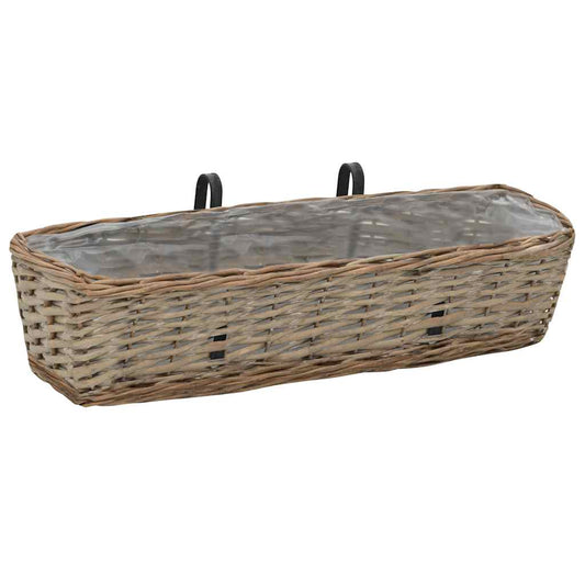 Balcony Planter 2 pcs Wicker with PE Lining 60 cm