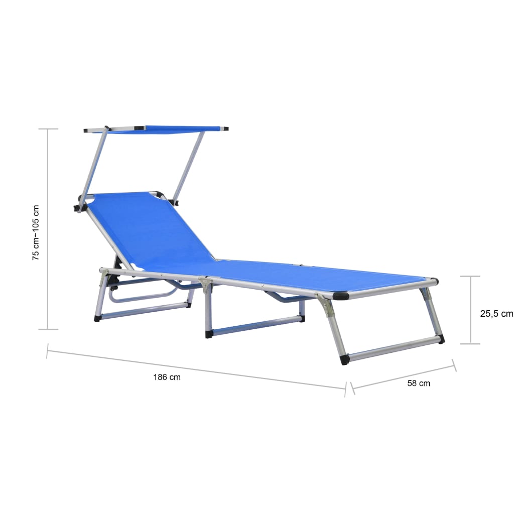 Sun Lounger | Blue | Aluminium | Standard |  Foldable