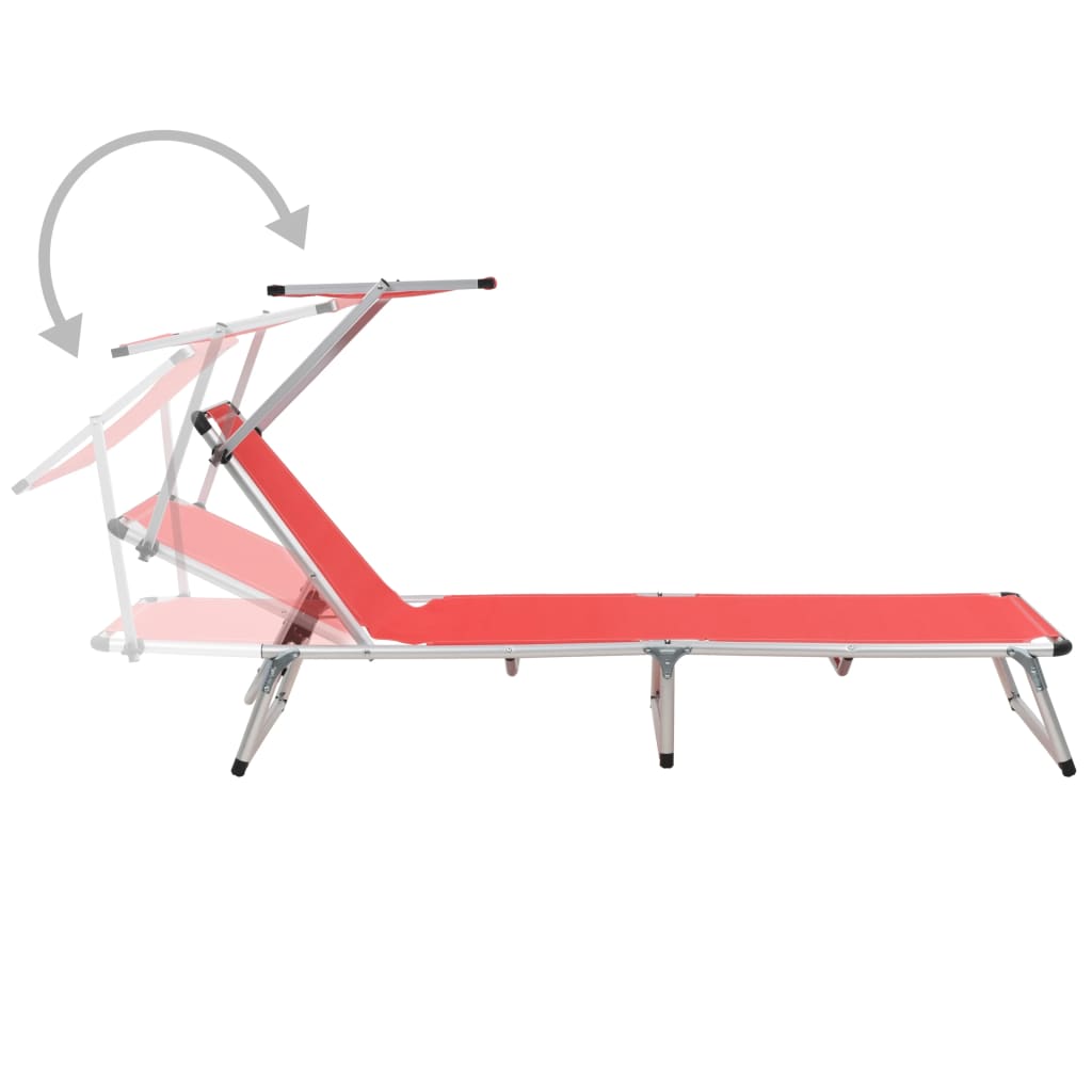 Sun Lounger | Red | Aluminium, Textilene | Standard | Foldable