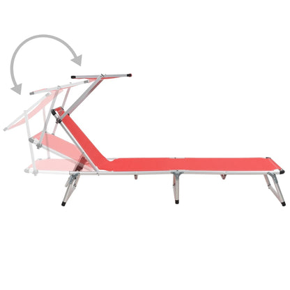 Sun Lounger | Red | Aluminium, Textilene | Standard | Foldable