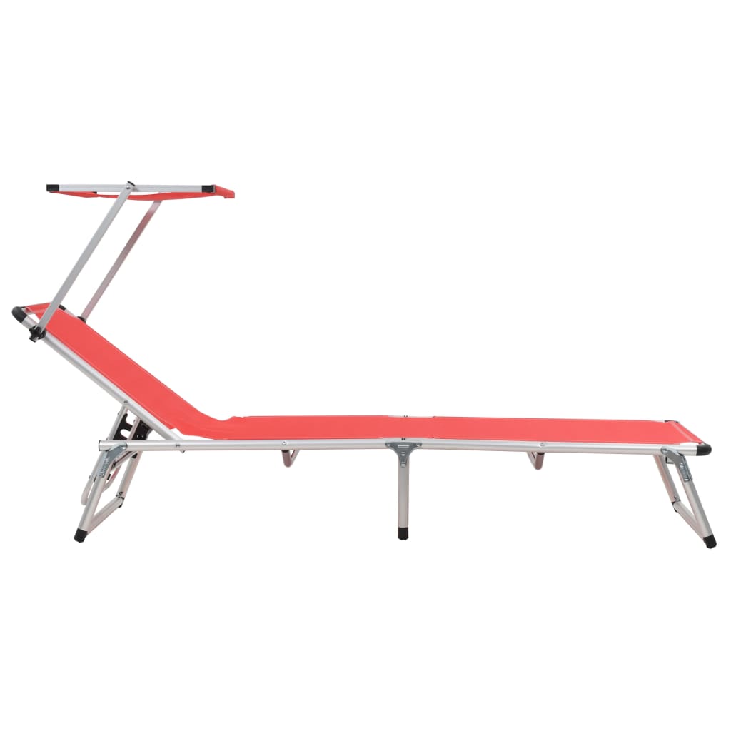 Sun Lounger | Red | Aluminium, Textilene | Standard | Foldable