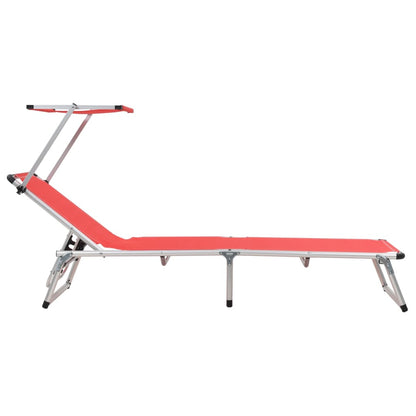 Sun Lounger | Red | Aluminium, Textilene | Standard | Foldable