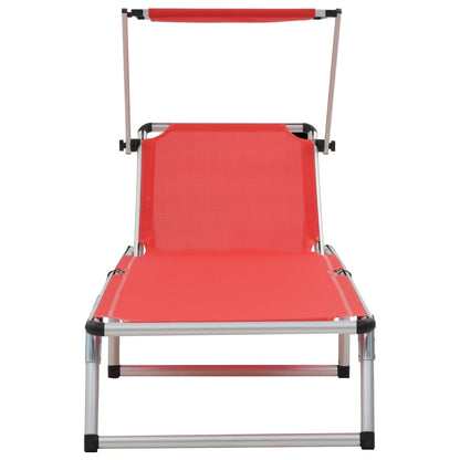 Sun Lounger | Red | Aluminium, Textilene | Standard | Foldable