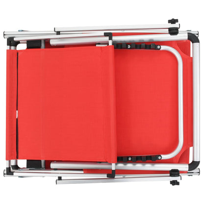 Sun Lounger | Red | Aluminium, Textilene | Standard | Foldable