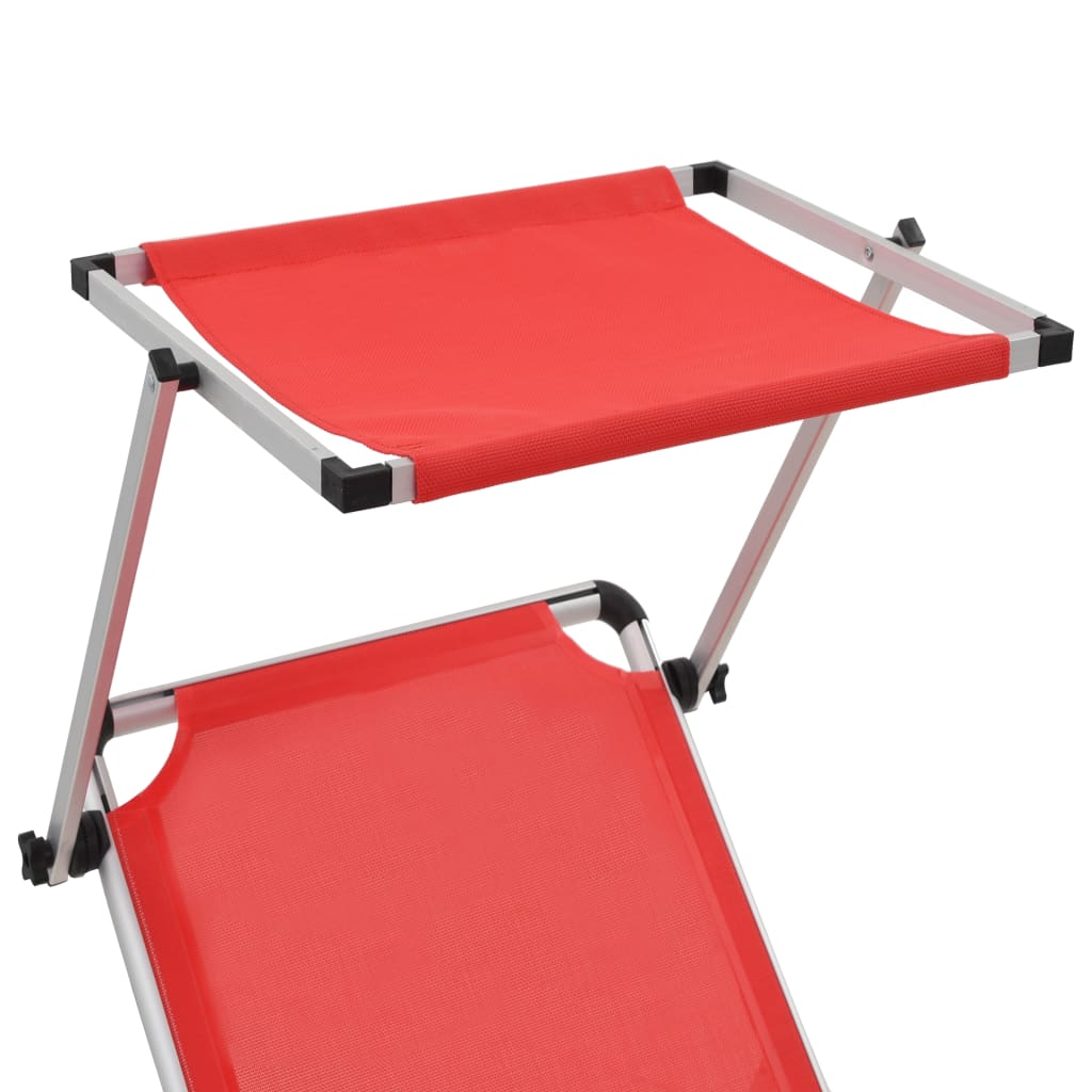 Sun Lounger | Red | Aluminium, Textilene | Standard | Foldable
