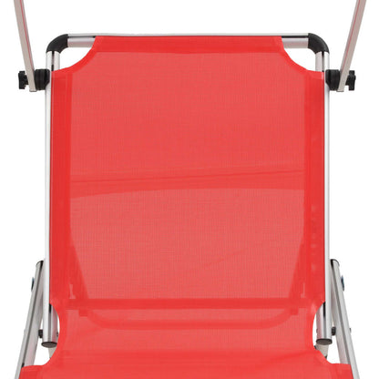 Sun Lounger | Red | Aluminium, Textilene | Standard | Foldable