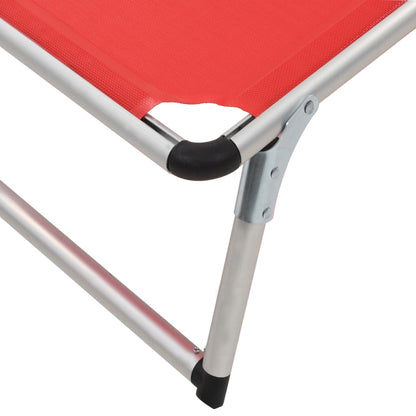 Sun Lounger | Red | Aluminium, Textilene | Standard | Foldable