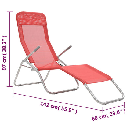 Folding Sun Loungers 2 pcs Textilene Red