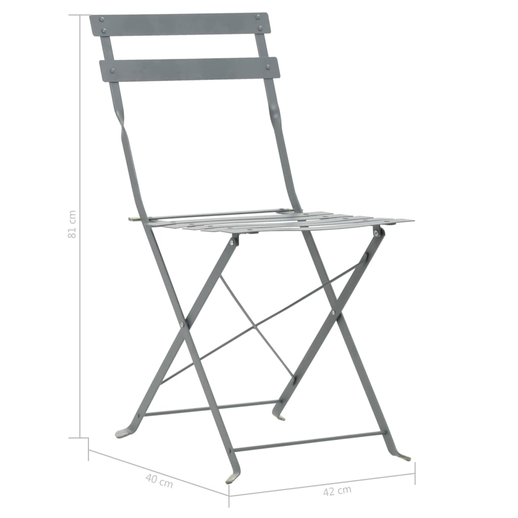 3 Piece Bistro Set Steel Grey