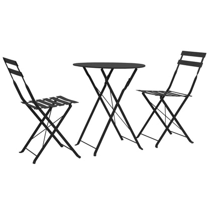 3 Piece Bistro Set Steel Black