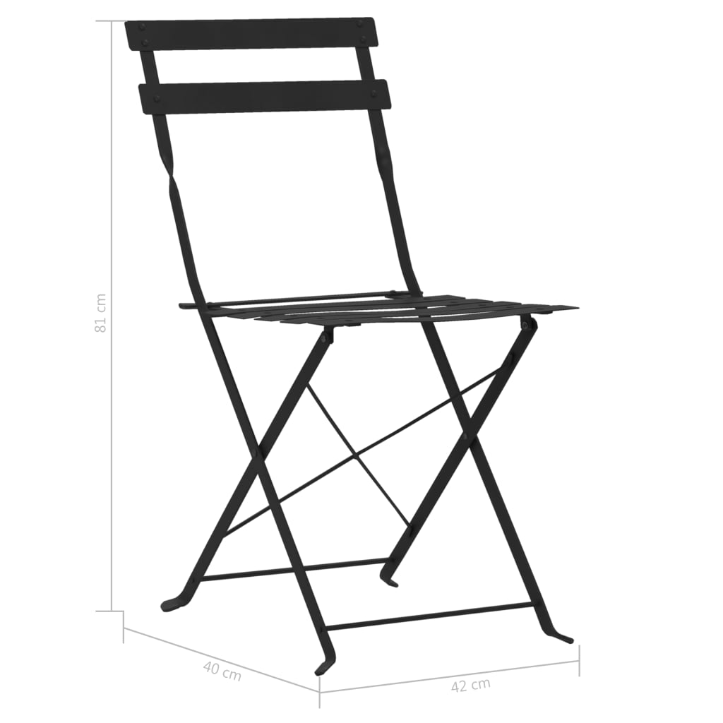 3 Piece Bistro Set Steel Black