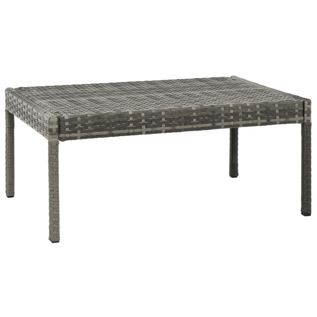 3 Piece Patio Lounge Set with Cushions Poly Rattan Gray
