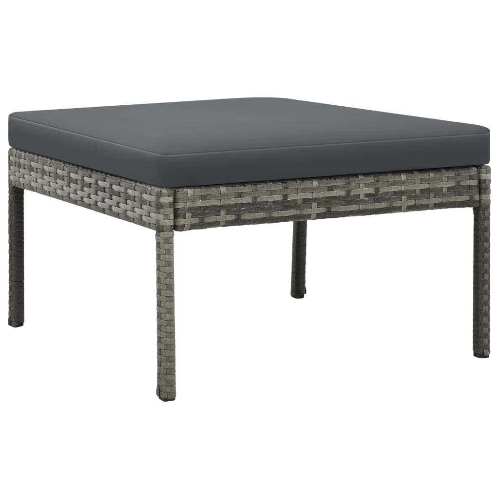 3 Piece Patio Lounge Set with Cushions Poly Rattan Gray