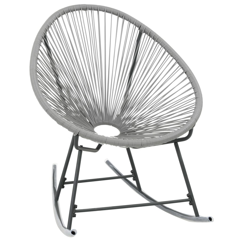 vidaXL Rocking Chair Grey Polyethylene rattan, powder-coated steel