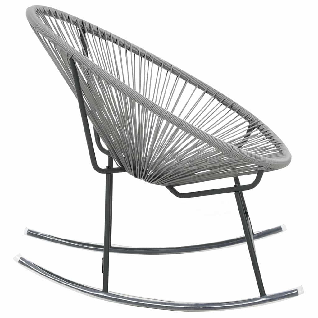 vidaXL Rocking Chair Grey Polyethylene rattan, powder-coated steel