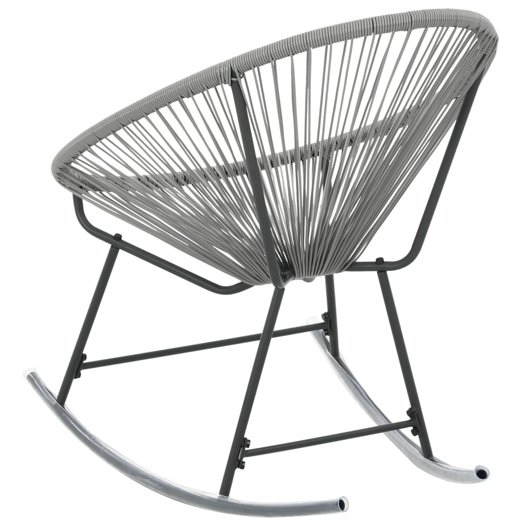 vidaXL Rocking Chair Grey Polyethylene rattan, powder-coated steel