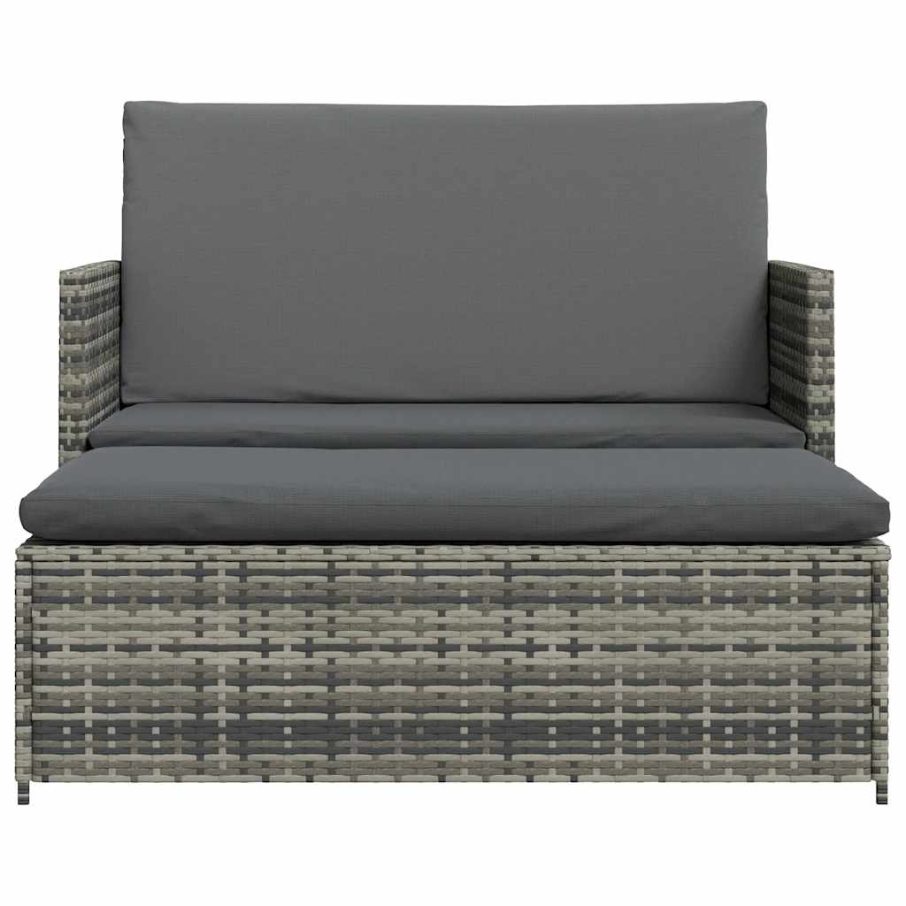 2 Piece Patio Lounge Set with Cushions Poly Rattan Gray