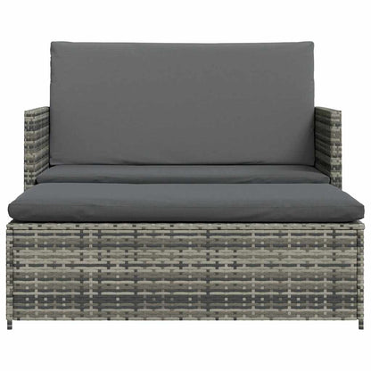 2 Piece Patio Lounge Set with Cushions Poly Rattan Gray