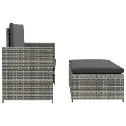 2 Piece Patio Lounge Set with Cushions Poly Rattan Gray