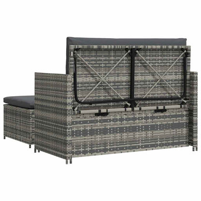 2 Piece Patio Lounge Set with Cushions Poly Rattan Gray