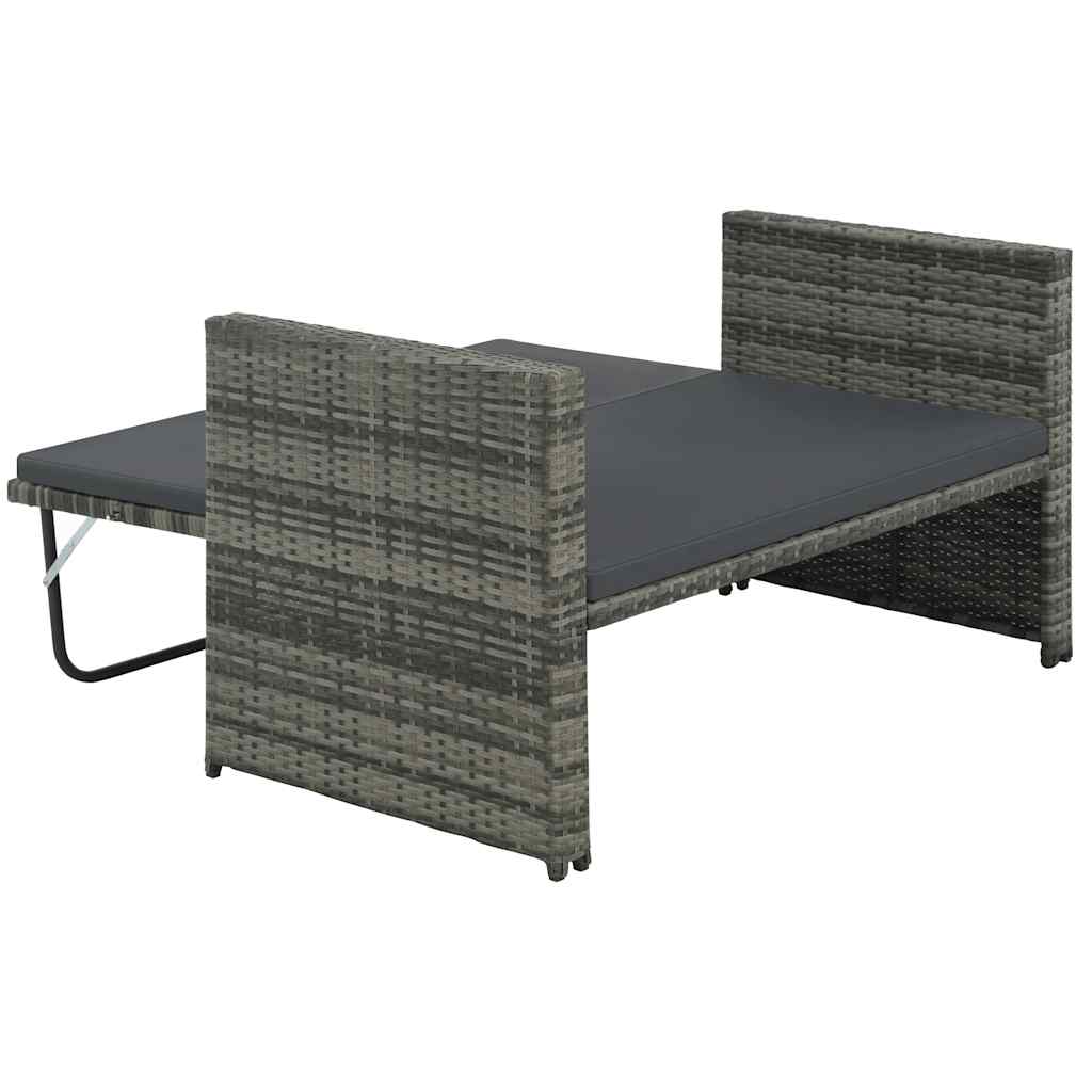 2 Piece Patio Lounge Set with Cushions Poly Rattan Gray