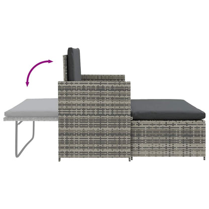 2 Piece Patio Lounge Set with Cushions Poly Rattan Gray
