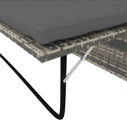 2 Piece Patio Lounge Set with Cushions Poly Rattan Gray