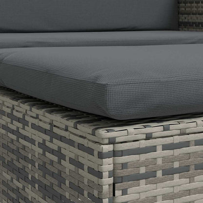 2 Piece Patio Lounge Set with Cushions Poly Rattan Gray